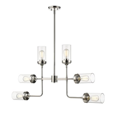 Z-Lite Calliope 6 Light Pendant, Polished Nickel & Clear 617-6PN